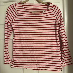 Boden Striped Long Sleeve Top in Red and White